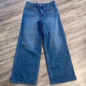 EUC High Rise Flat Front Pockets Wide Leg Jeans 8